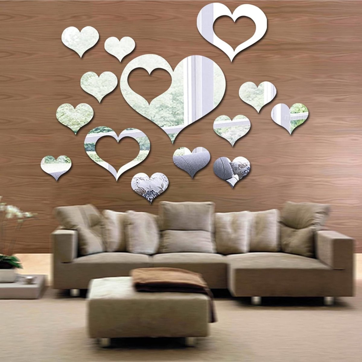 16 Stuks Zelfklevende Acryl Spiegel Wandstickers 3D Hartvorm voor Slaapkamer en Badkamer Decoratie