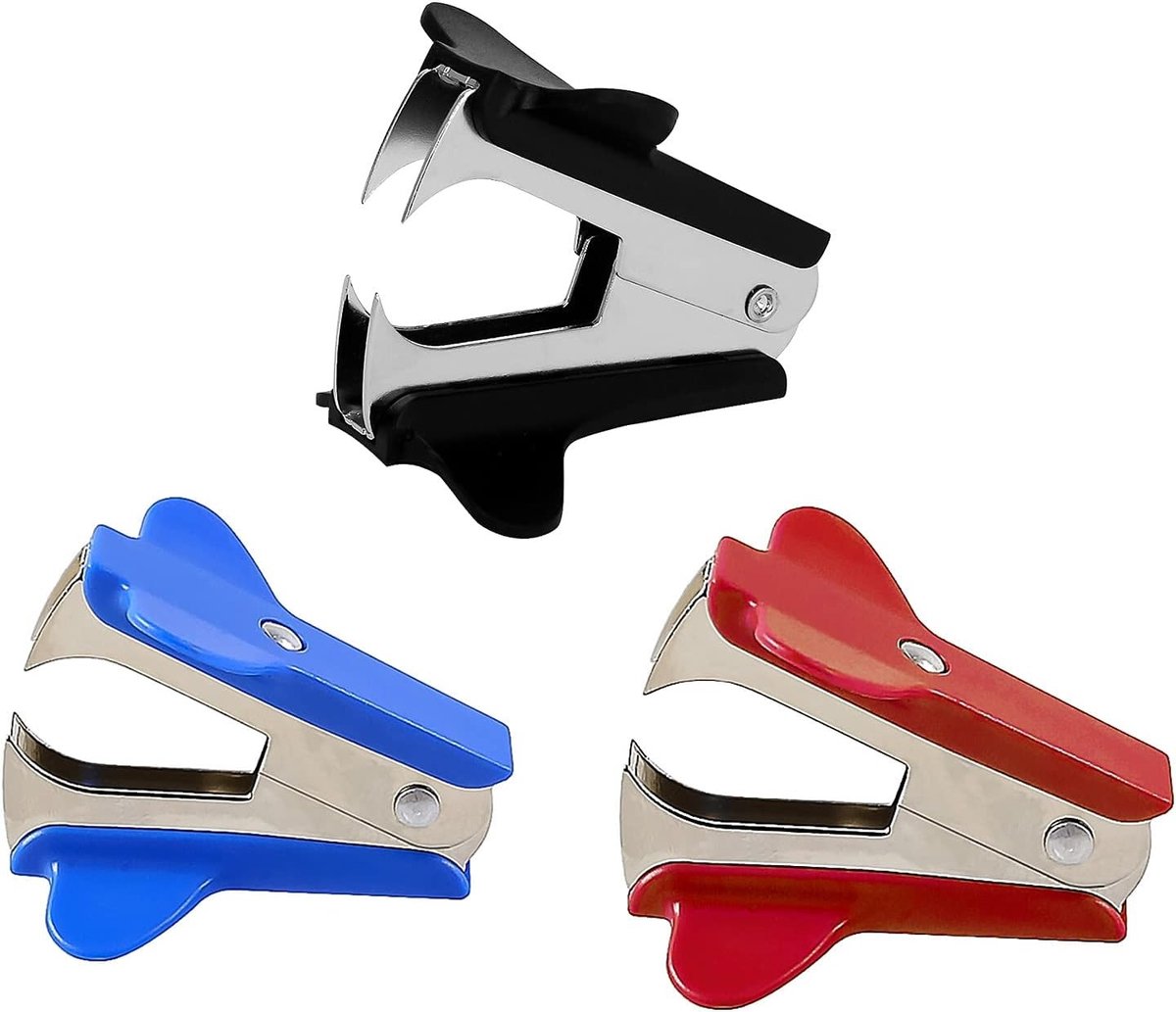 3-delige metalen nietjesverwijder set voor kantoor en school, handige desk accessoires met plastic behuizing