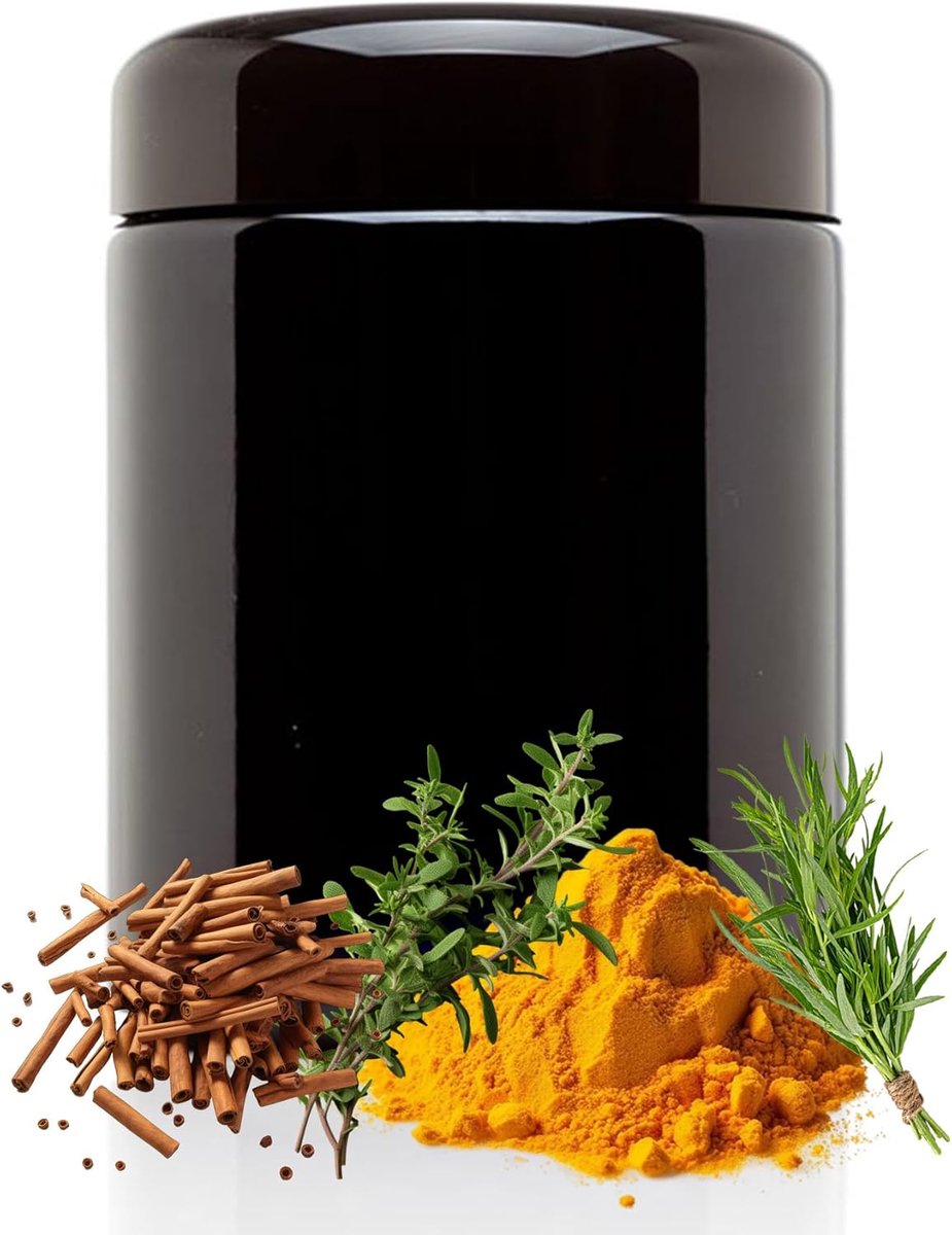Thijox - Nebula UV Glazen Luchtdichte Voorraadpot 250ml - Geurdichte Opslagoplossing voor Kruiden, Zwart, Volledige UV-bescherming, Ideaal voor Keuken