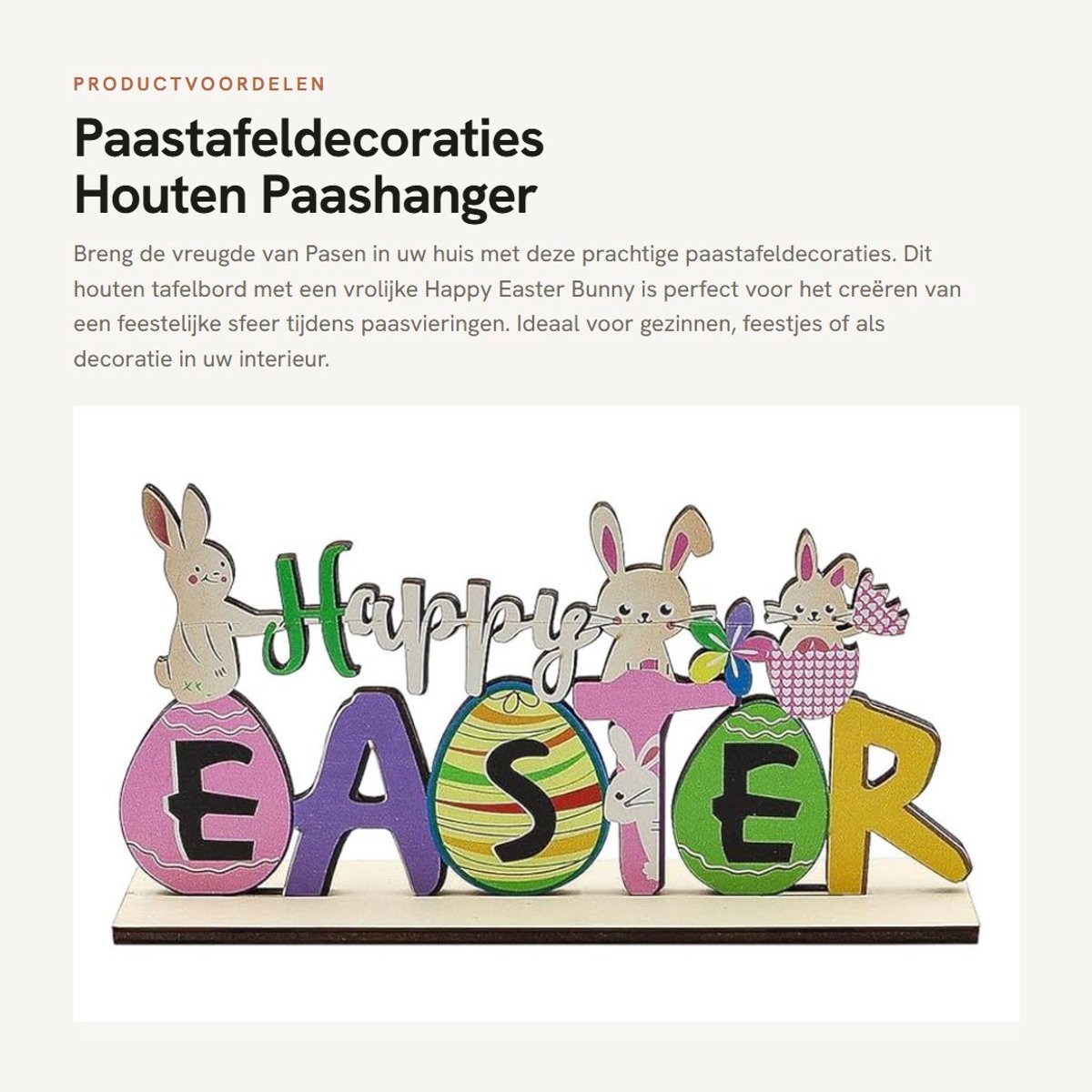 Dailygoods- Paastafeldecoraties Multicolor - Houten Tafelversieringen - Paasdecoratie Binnen - Paasdecoraties - Paasfeestdecoraties - Paasornamenten 11x20x4 cm