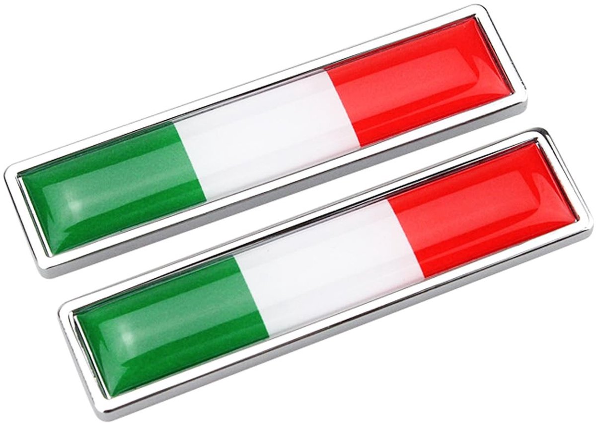 Dailygoods - Auto Personalisatie Italiaanse Vlag Metalen Stickers Paar Set 58x14mm Voertuig Decoratie Embleem Badge voor Auto's