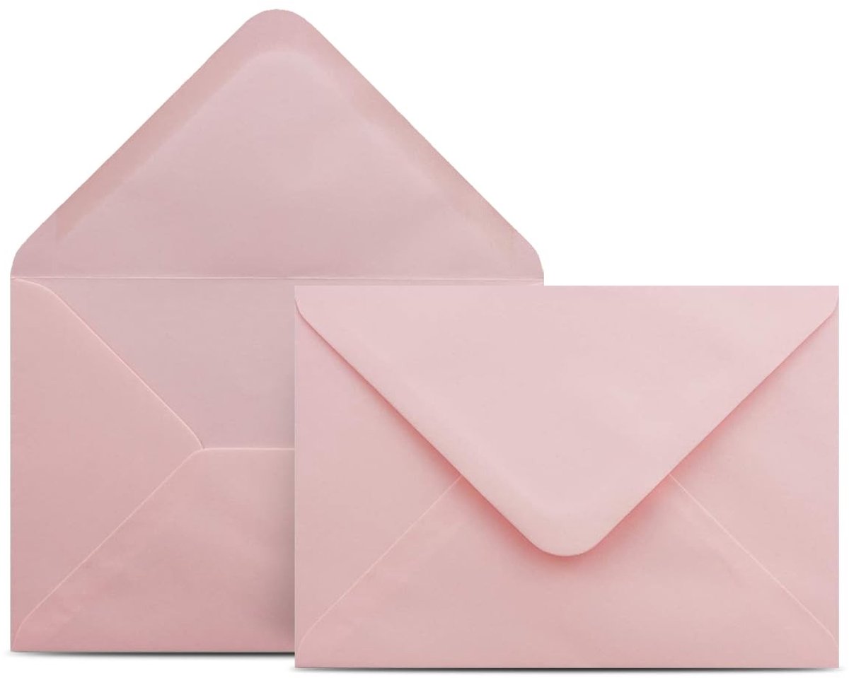 Dailygoods- Enveloppen 50 stuks - C6 Roze - 11,4 x 16,2 cm - 100 g/m² Natte Plakrand - Zonder Venster - Kwaliteit Enveloppen - Brievenbusdoos