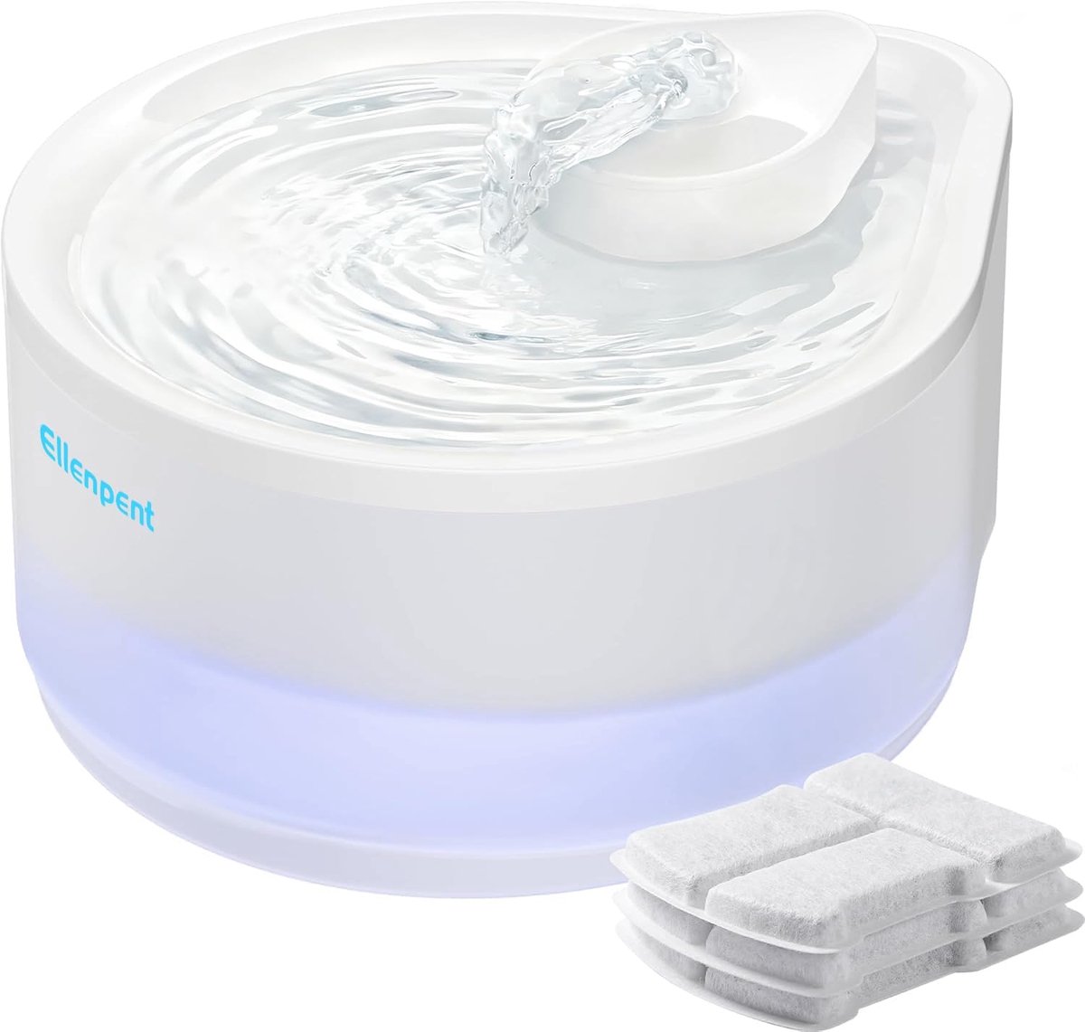 Thijox - Waterfontein voor Katten, Automatisch, 2,5L, BPA-vrij, Waterdruppelvorm, met LED Verlichting, 3 Filters, Ruimtebesparend en Gemakkelijk Te Re