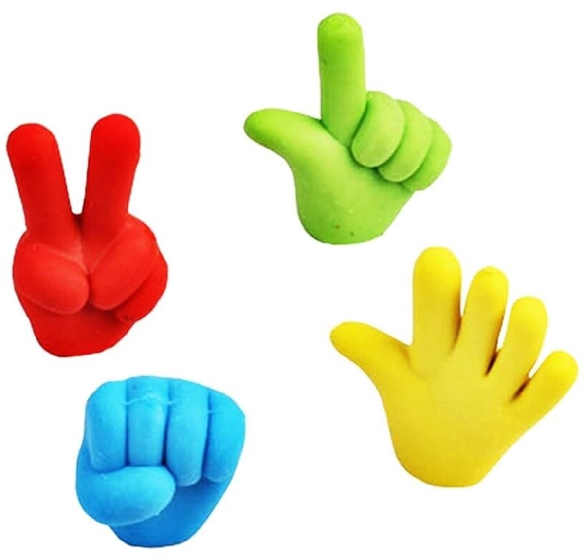Dailygoods- Potloodgummen 4 Stuks - Rubber Gummen - Grappige Papieren Steen/Schaar - Educatieve Accessoires - Afmetingen 3,2 x 3,8 cm - Perfect voor Kinderen