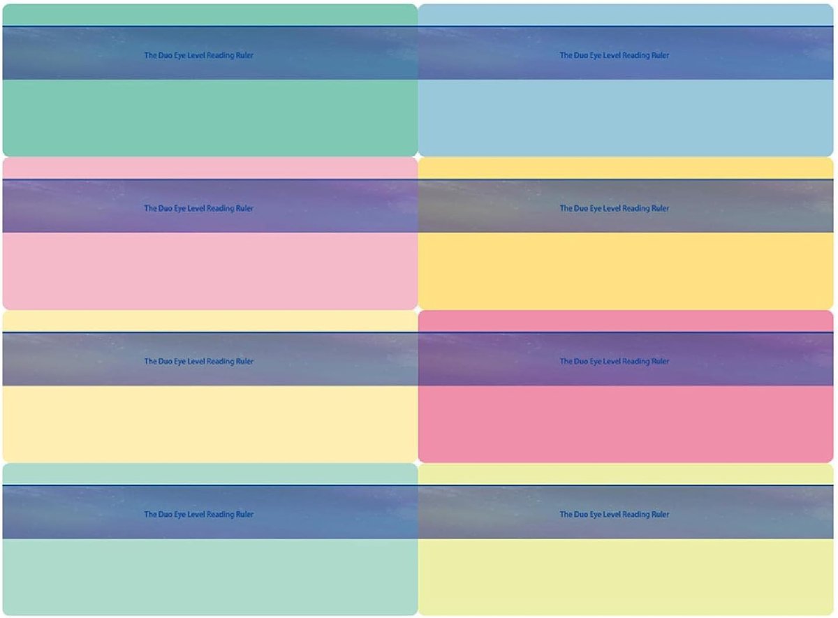 Set van 8 Dyslexie Overlay Linialen - Visuele Hulpmiddelen voor Lezen, Volgen en Markeren met Kleurrijke Strips voor Kinderen en Onderwijsassistenten