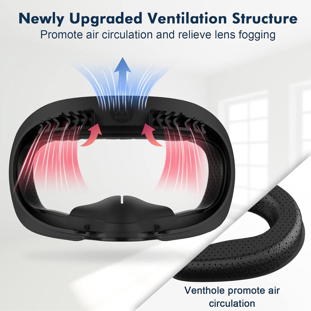 SnelShoppen - VR Gezichtsafdekking Set - 7-in-1 AMVR Resilient Interface Bracket & Anti-Leak PU Leder Schuim Vervangingskussen voor Quest 2 - Zwart