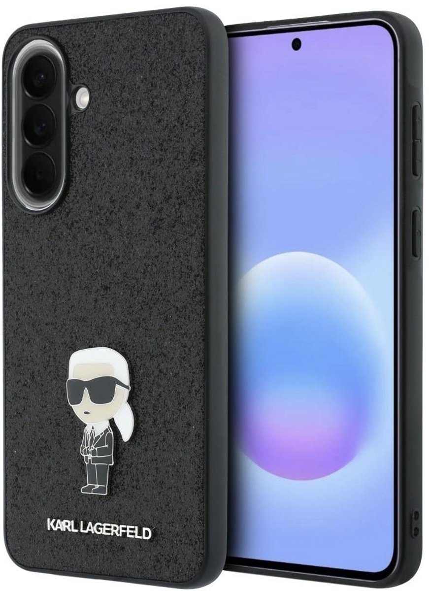 Karl Lagerfeld Fixed Glitter Ikonik Logo Metal Pin Hoesje voor Samsung Galaxy A37 5G Zwart