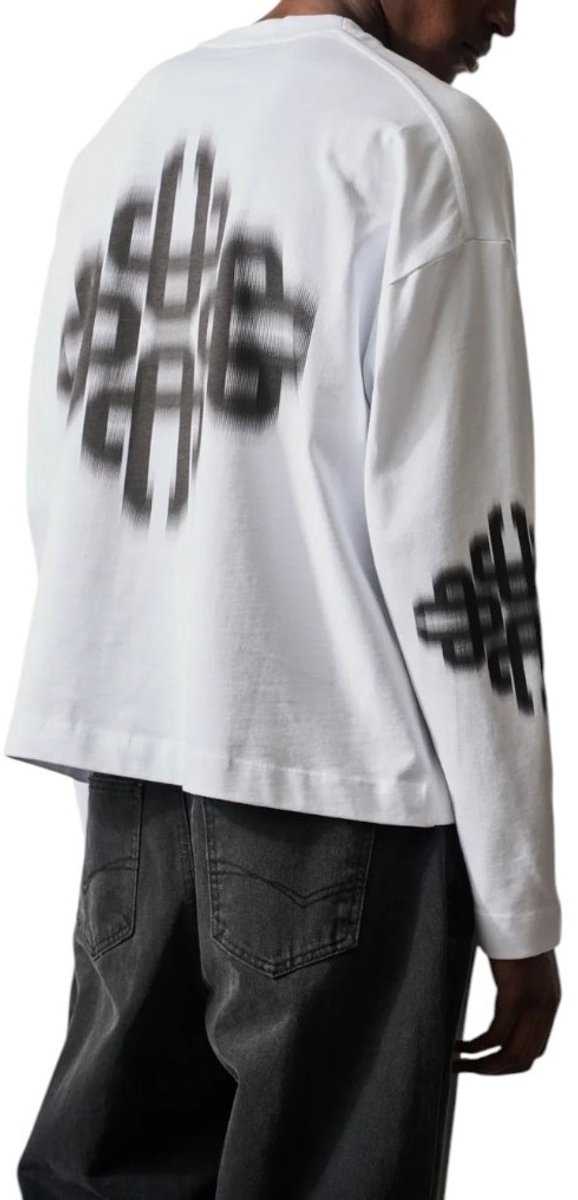 The Couture Club Heren T-shirt Wit TCCM3190 Motion Blurred Long Sleeve