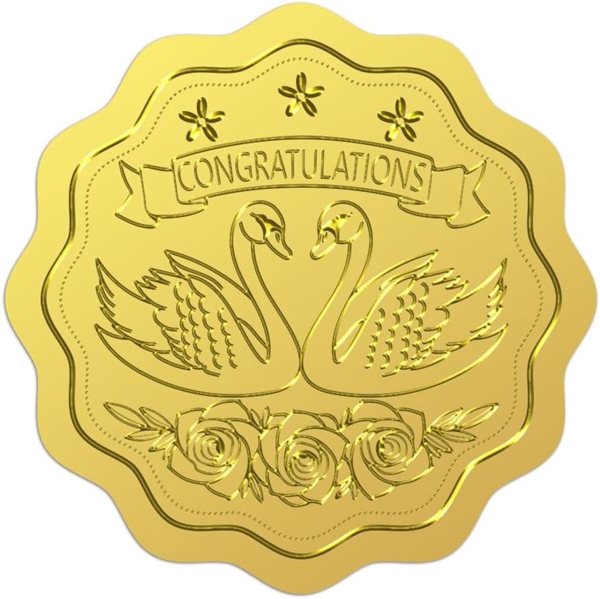 100 Pcs 5 cm Gouden Folie Seal Stickers, Embossed Zelfklevende Ronde Labels voor Trouwinvitationen en Cadeaus