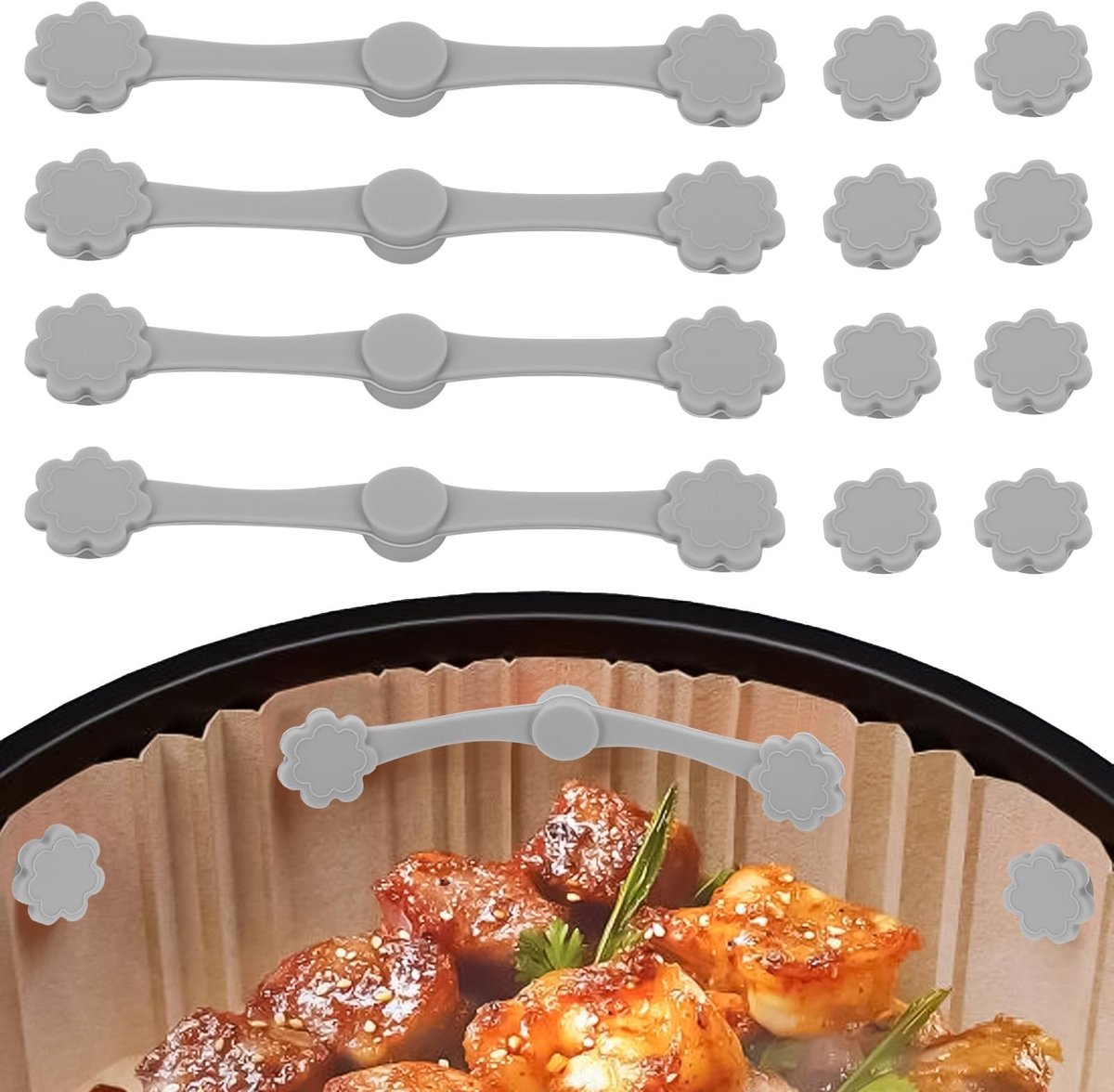 Inovra- Silicone Buckle Set 12-Delige Set Magnetische Clips Bakpapier Bevestiging Veilig en Schokbestendig Eenvoudig in Gebruik Air Fryer Clips