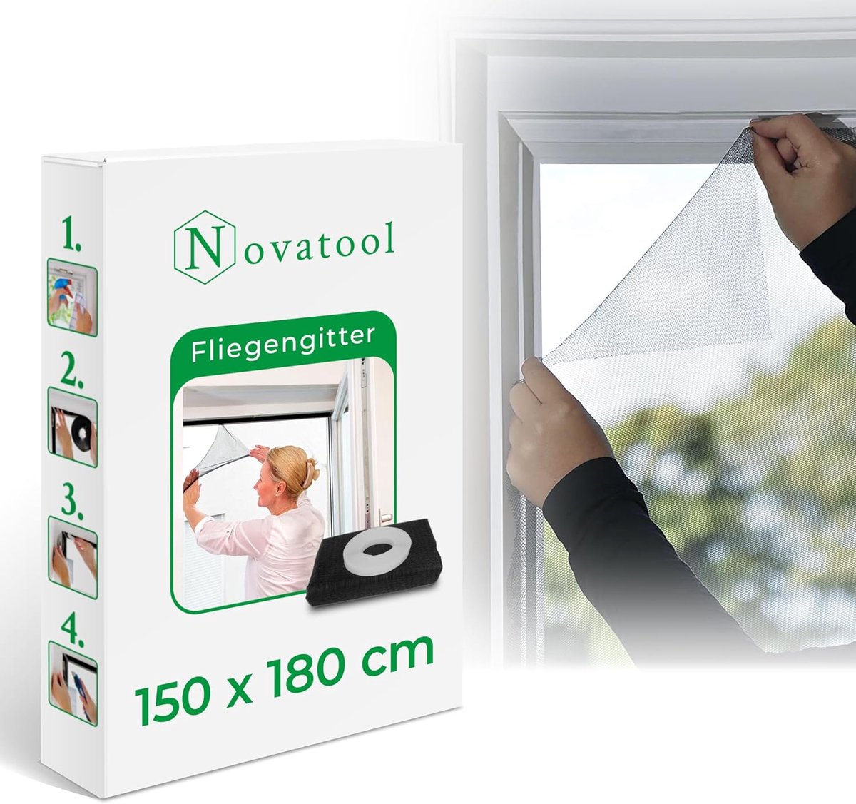 Thijox - Vliegengaas voor het Raam 150 x 180 cm - Antraciet - Individueel In te Korten - Insectenbescherming voor Huis, Tuin en Keuken