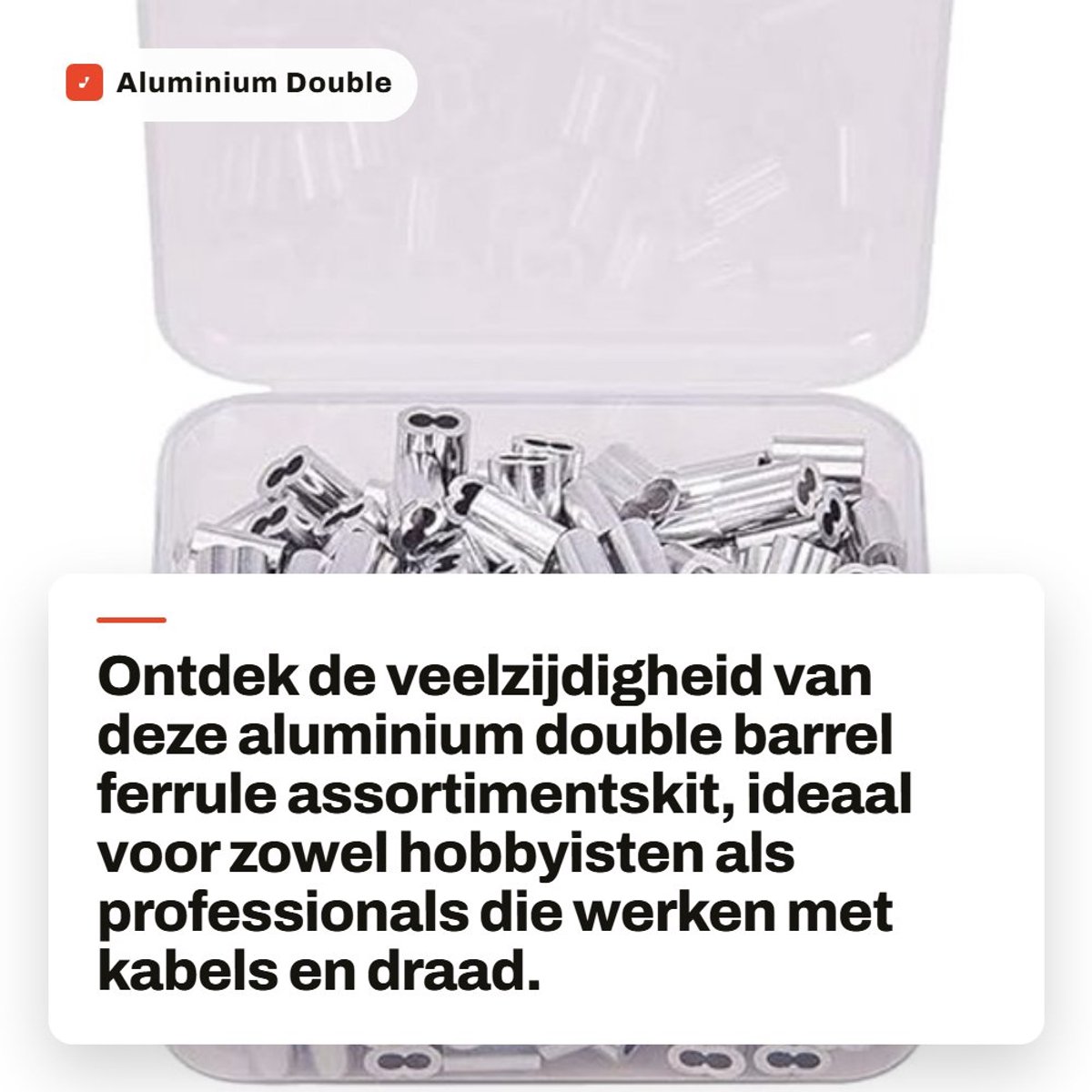 Inovra - Aluminium Double Barrel Ferrule - Assortiment Kit - 6 Groottes - Verfijnde Afwerking - Geschikt voor Kabels - 50 Stuks