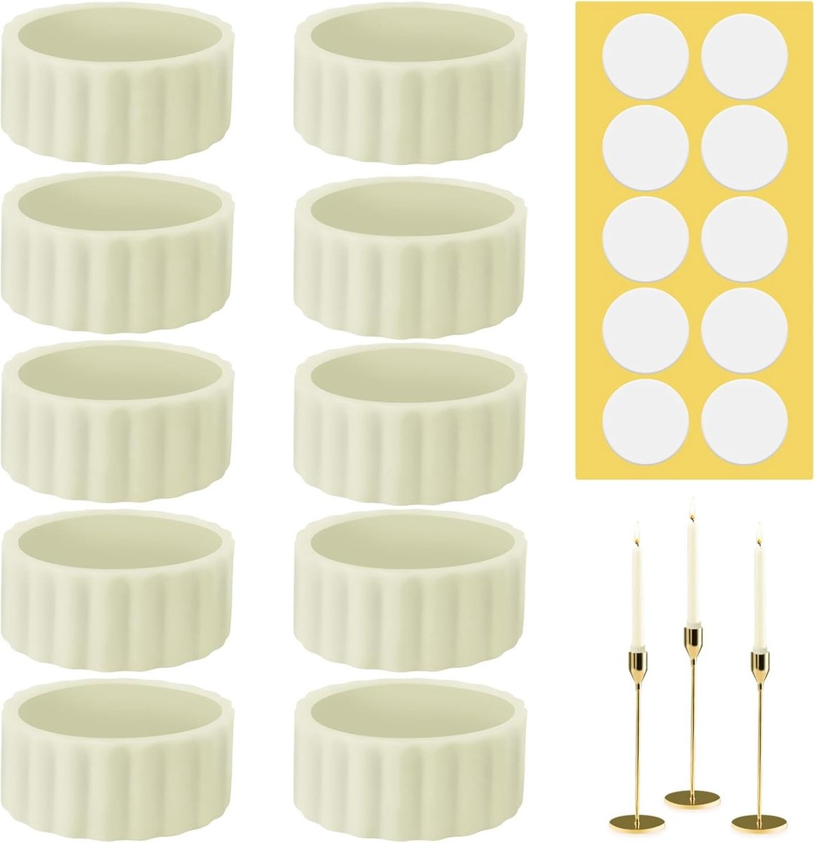 20 Stuks Kaarsclips voor Tapered Kaarsen, 10 Hechtingsclips en 10 Socket Houder | Flexibele Siliconen Stabilizers voor Stabiele Grip en Ondersteuning van Kaarsen
