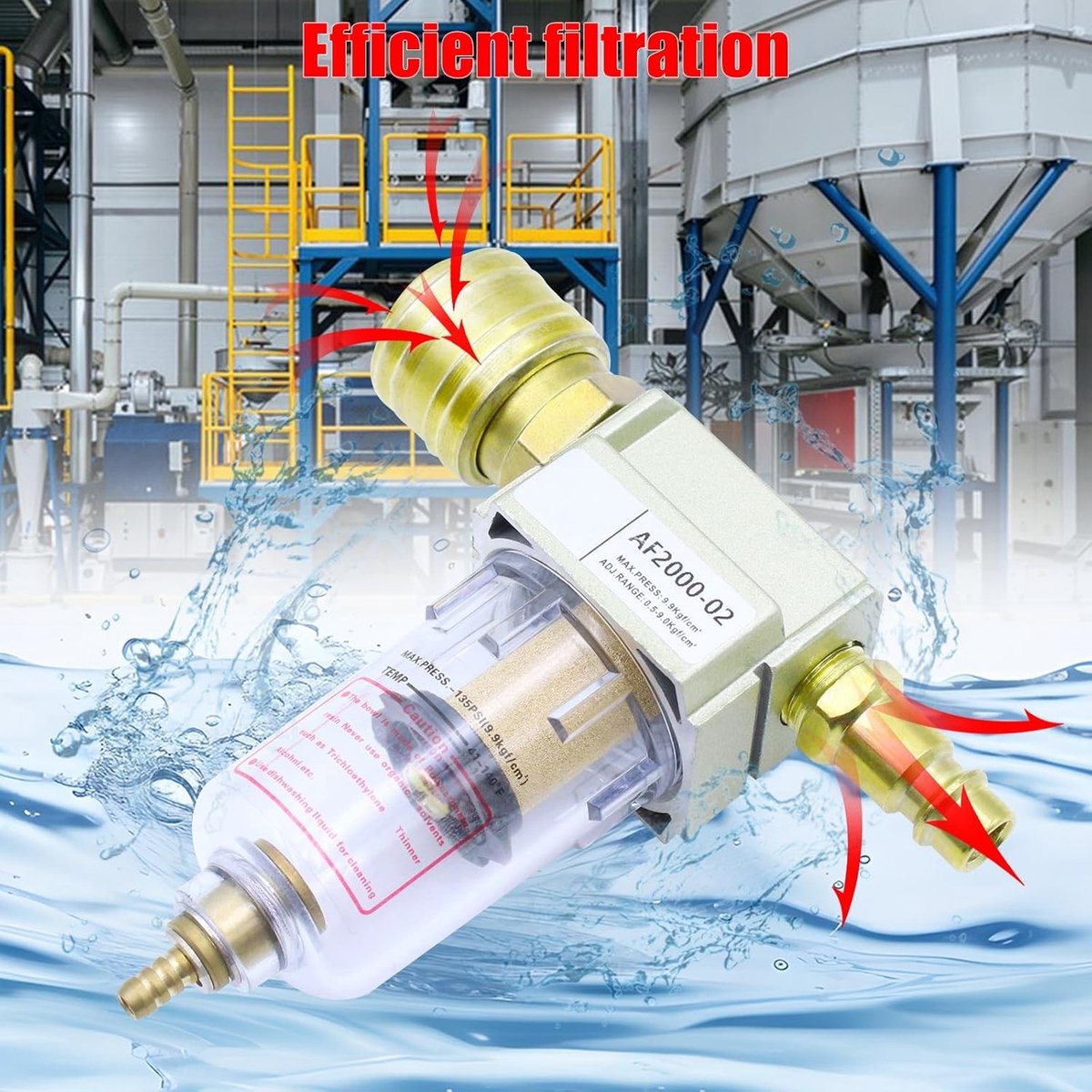 Water-olie afscheider 1/4 inch voor perslucht met 4 snelle koppelingen en Teflon filter voor compressor, ideaal voor luchtcompressoren en luchtbehandeling – foto 4