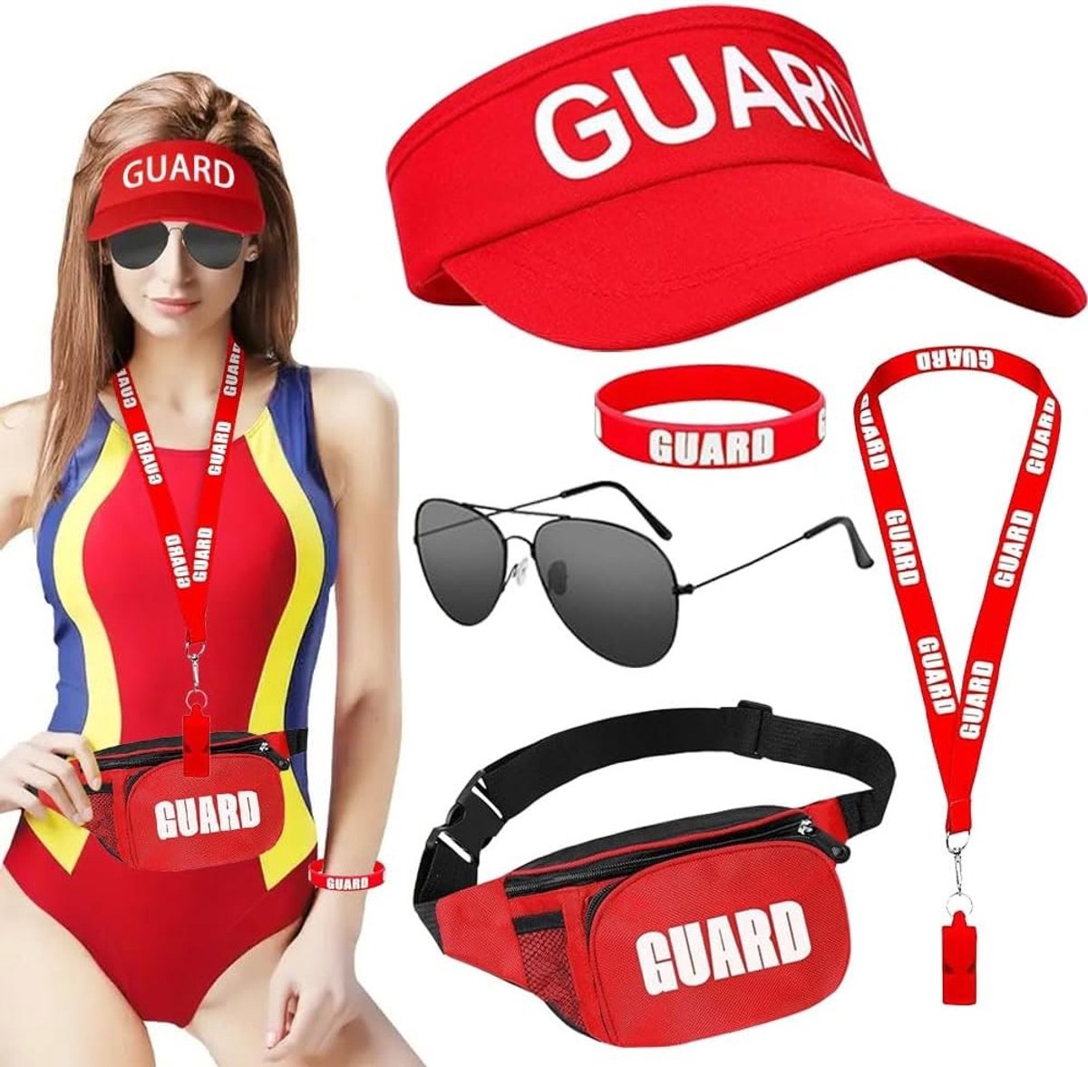 Kostuum voor Redders voor Mannen en Vrouwen, Inclusief Hoed, Tas, Fluit, Zonnebril en Armband, Perfect voor Themafeesten en Carnaval