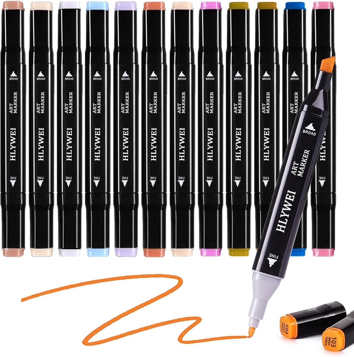Set van 12 Alcohol Markers - Dubbelzijdige Stiften voor Kleuren, Graffiti, Anime en Illustraties voor Kinderen en Volwassenen