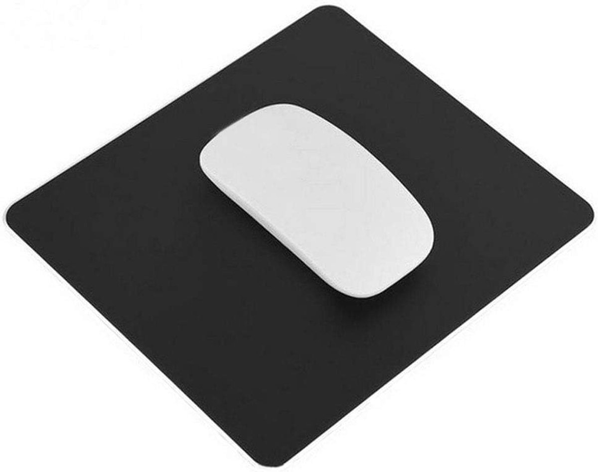 Thijox - Aluminium muismat - Antislip metalen muismat - Duurzaam waterdicht - Modern design voor kantoor en gaming - 22 x 18 cm - Zwart