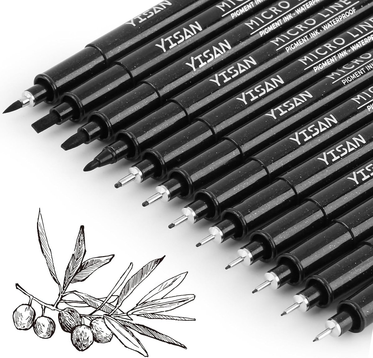 SnelShoppen - 12 Micro-Fineliner Inktpennen Set, Zwarte Pigmentpennen, Waterdichte Tekenpennen voor Kunstenaars, Illustratie, Schetsen en Technische T
