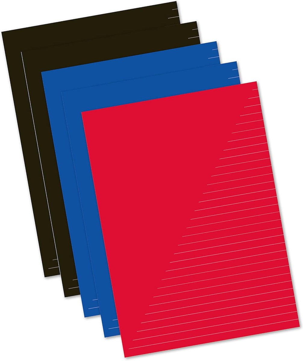 SnelShoppen - A4 Schoolschriften Gelinieerd 5-Pack - Notitieboeken 80 Vellen - Kleurenset Zwart/Rood/Blauw - Perfect voor School en Thuisgebruik