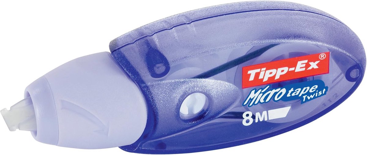 Thijox - Correctieroller Microtape Twist 8m x 5mm, Wit Correctielint, Paars Behuizing, Perfect voor School, Kantoor en Creatieve Projecten