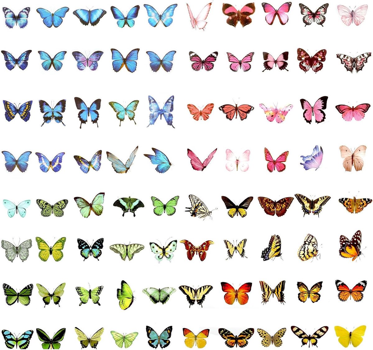 Thijox - 160 stuks vlinderstickers, waterdichte kleurrijke kunstharsstickers, transparante PET decoratie voor DIY, scrapbook, planner, notebooks, fees