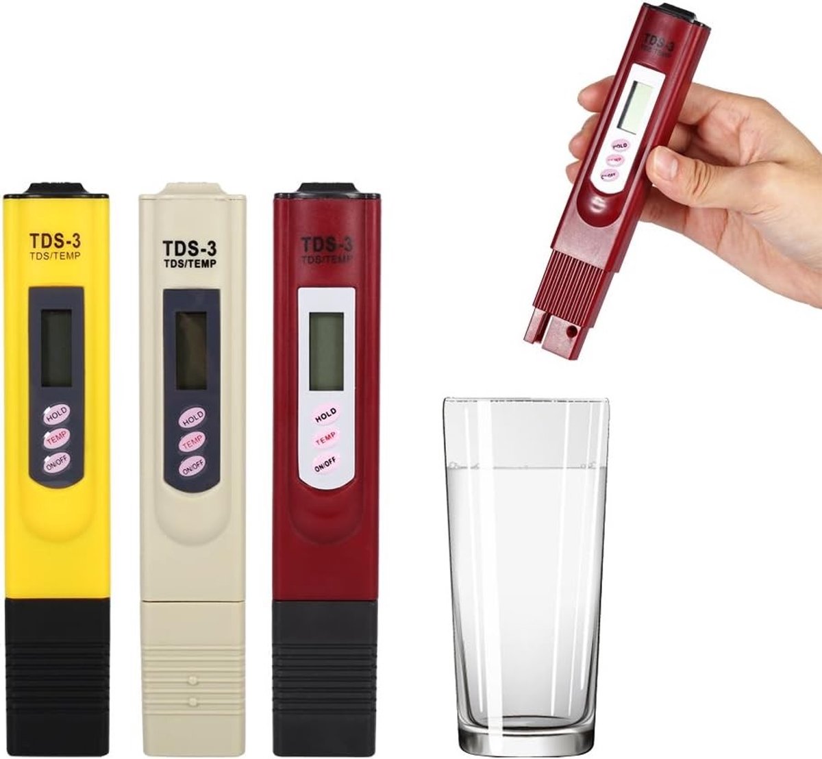 Waterkwaliteitstestapparaat voor drinkwater, zwembaden, aquaria en hydroponics - TDS meter in geel (wit)
