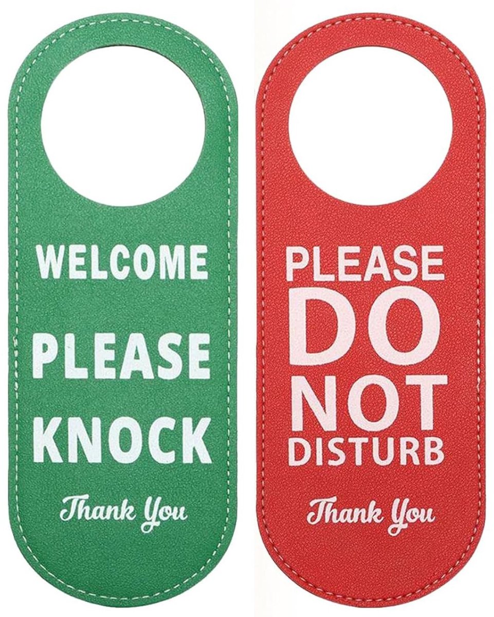 Inovra- Deurschild Dubbelzijdig - Kom Binnen / Niet Storen - Hoogwaardig PU-leer - 22,5 × 8,5 cm - Decoratieve Deurhanger - Stijlvolle Touch