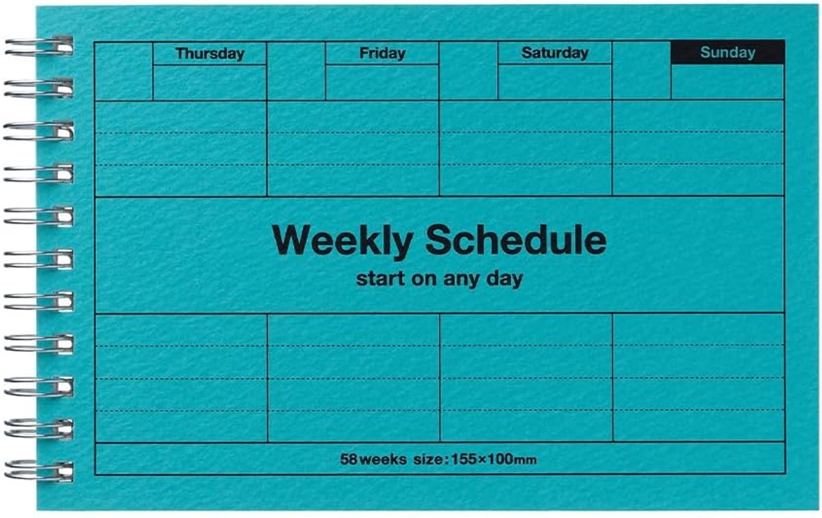 Thijox - Weekplanner A6 Ongedateerd, Turquoise, 58 Weken Planner met Maandoverzicht, Compacte Zakkalender met Ringband voor Kantoor, Studie en Dagelij