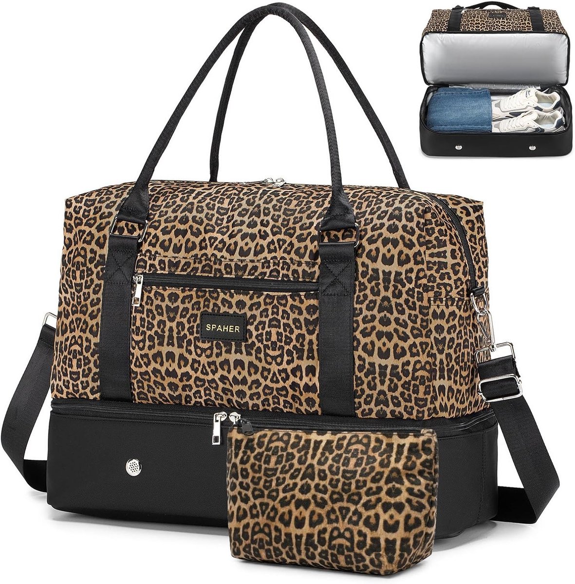 30L Reistas voor Vrouwen - Waterdichte Sporttas met Schoencompartiment en Make-up Tas - Ideaal voor Weekendtrips en Cabin Bagage - 45x36x20cm