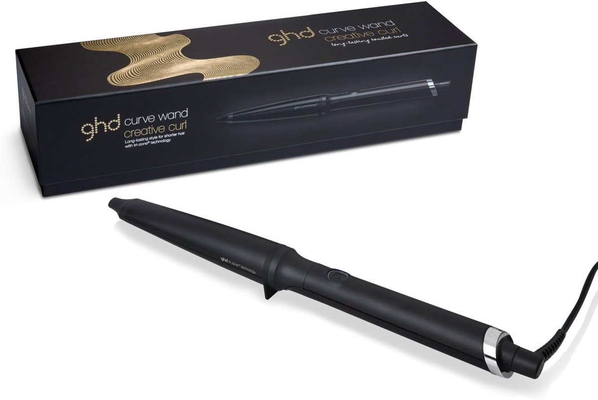 Thijox - GHD Curve Creative Curl Wand Krultang - Conische Krultang voor Trendy Krullen en Golven - 23mm/28mm Zwart - Ideaal voor Feest, Dagelijks Gebr