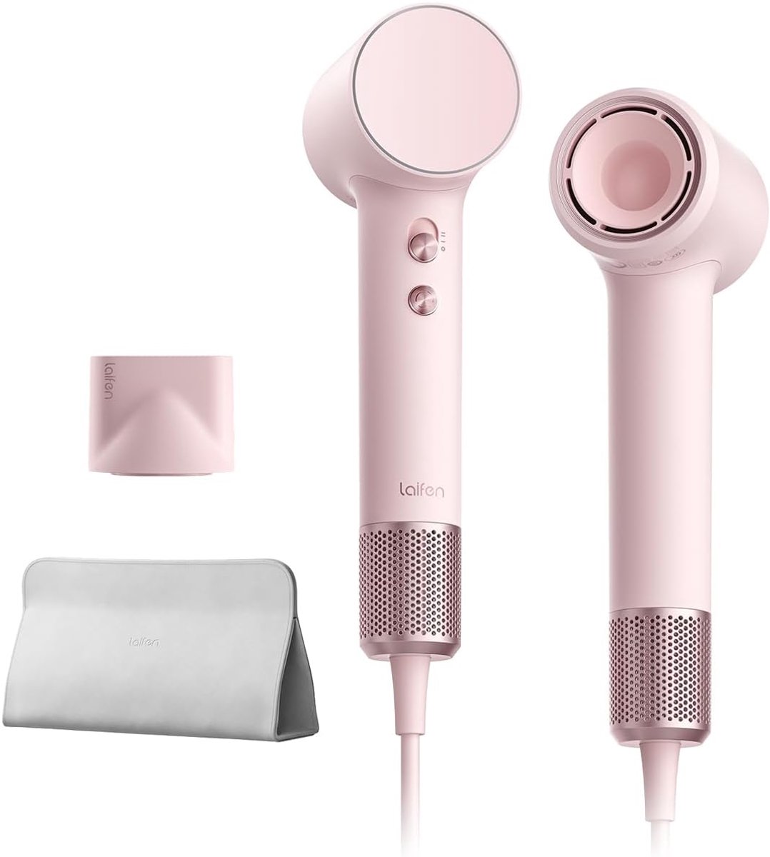 SnelShoppen - Laifen Mini-haardroger 299 g Lichtgewicht Reisföhn, 110.000 omw/min, Melkroze met 19 m/s Luchtstroom, Ionen, Thermo-control, 61 dB Stil,