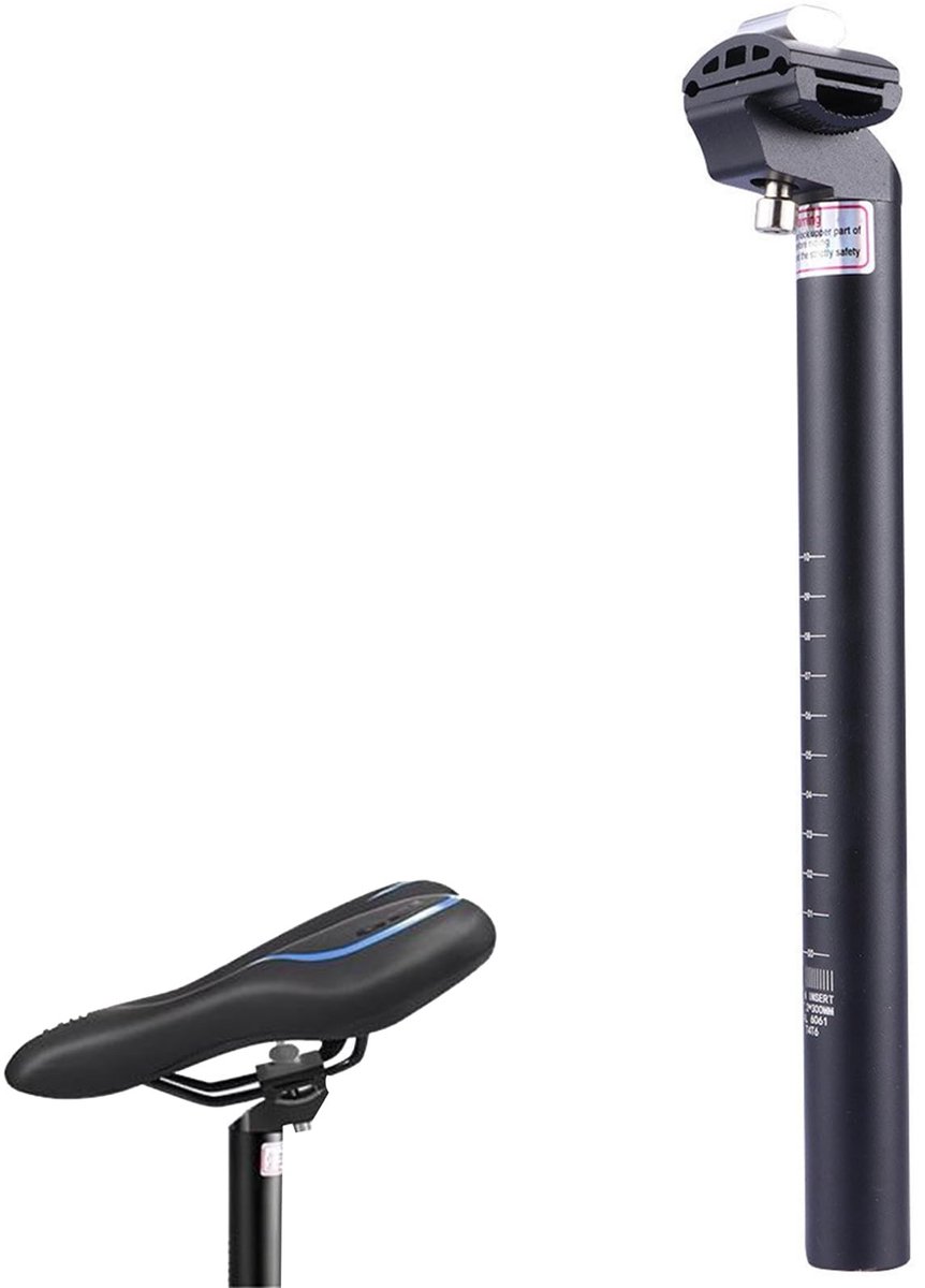 Dailygoods - Helweet Aluminium fietszadelpen, 27,2 mm, 30 cm, zwart, geschikt voor mountain, racefietsen