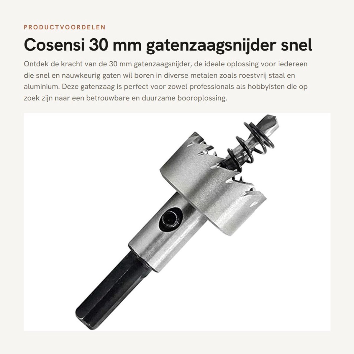 Dailygoods- Gatenzaag 30mm HSS - Snelle Gatensnijder - Slagvast - Slijtvast - Voor Roestvrij Staal/IJzer/Aluminium - Hoge Precisie - Boor