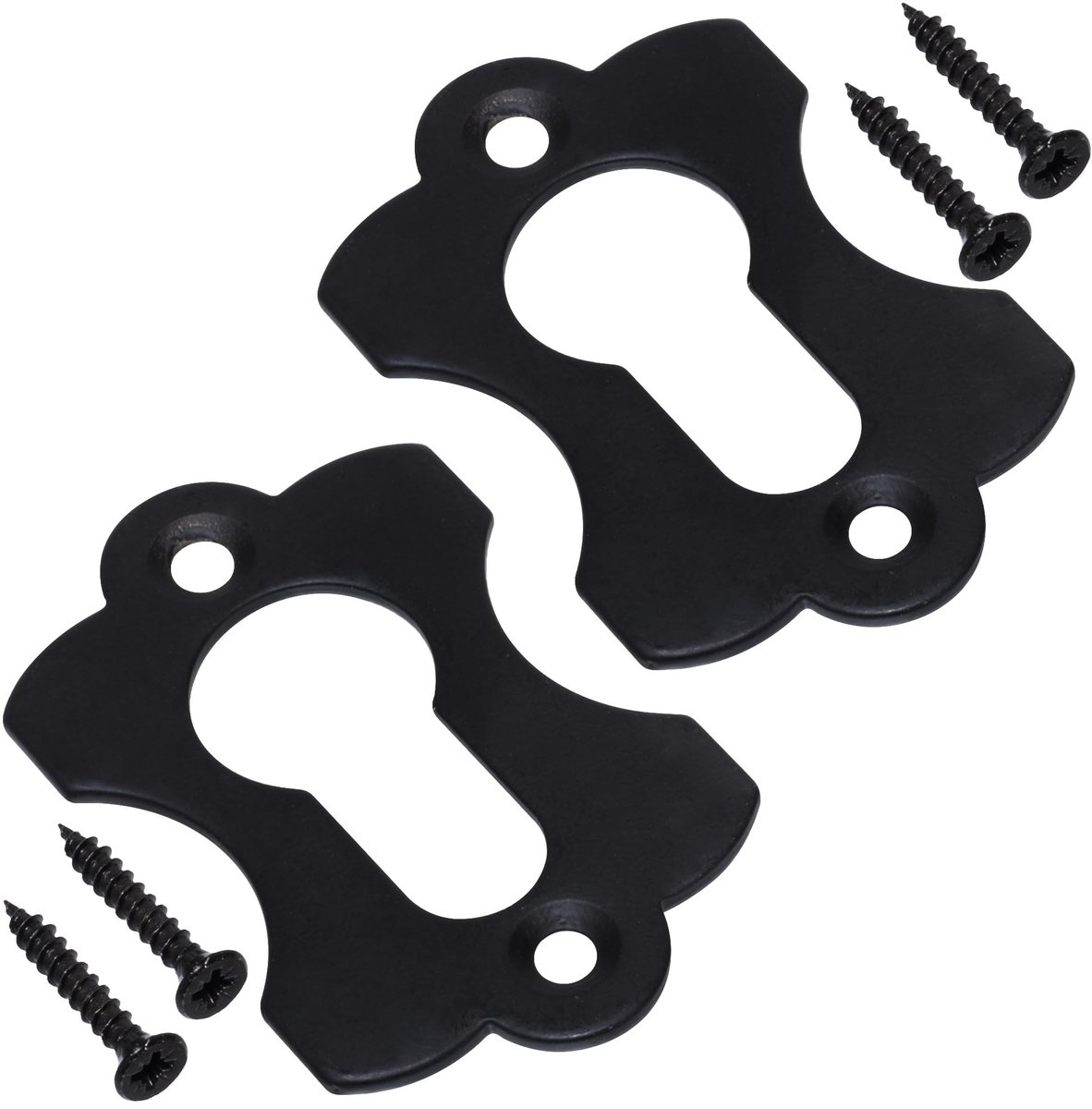 Dailygoods- Rozetplaten - Set van 2 - 60 x 38 x 2 mm - Sleutelgatafdekking - Metaal - Zwart - Inclusief schroeven - Slotrozet
