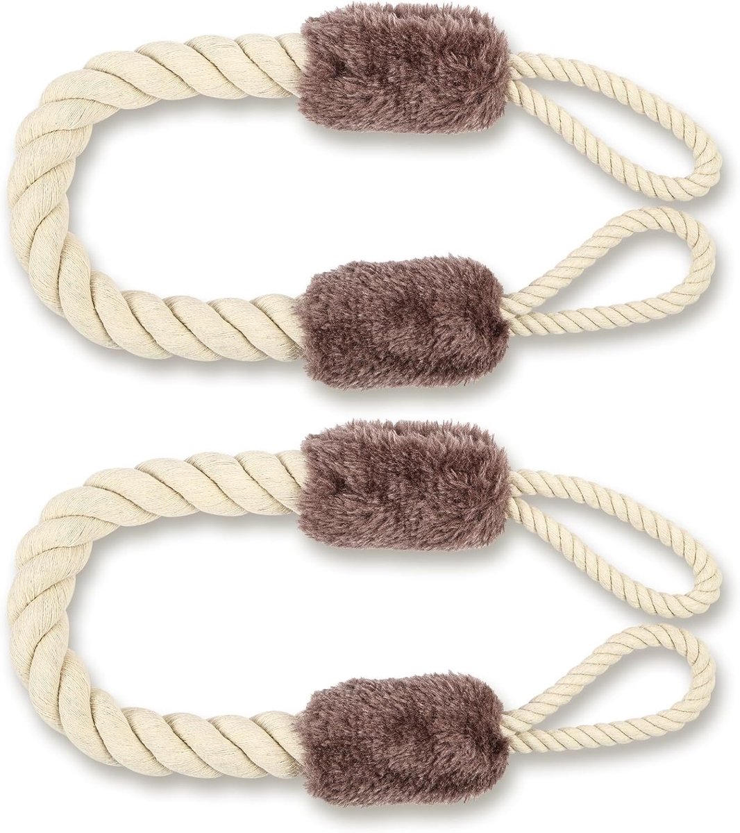 SnelShoppen - Deur Stopper 2 Stuks - 60 cm Katoenen Deurkoord - Bescherming voor Huisdieren en Kinderen - Voorkom Poppende Deuren - Bruin