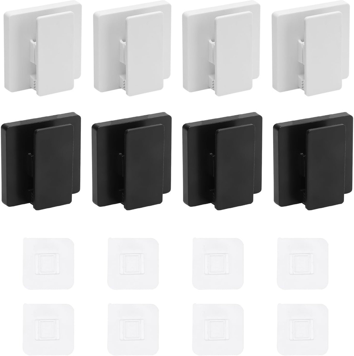 Dailygoods- Wandclips Pack van 8 - Zelfklevend - Wandhaken - Zwart/Wit - Voor opslag - Duurzaam materiaal