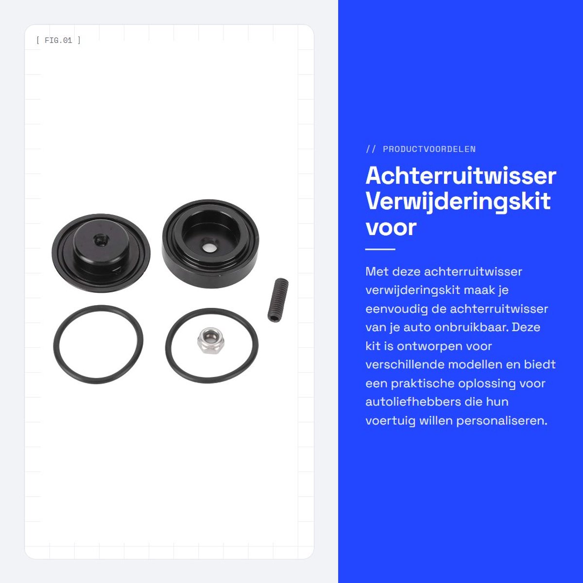 Dailygoods- Achterruitwisser Delete Kit - Geschikt voor CRX/CR-V - Kunststof - Waterdicht - Inclusief Stekkerdop/Moer/Sluitring - Professionele installatie aanbevolen - Wisserdelete