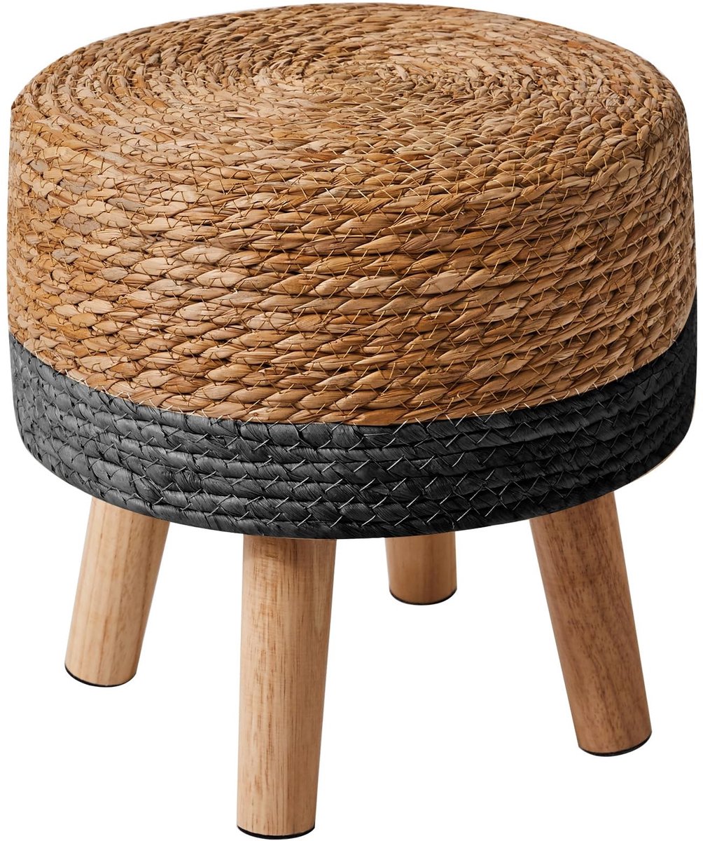 Dailygoods- Kruk Stijlvol - Voetenbank - Poef - Handgemaakt - Natuurlijk Zeegras - Antislip 32 × 32 × 32 cm