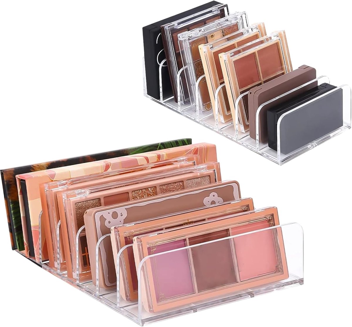 SnelShoppen - Makeup Organizer Set 2 Stuks - 7 Compartimenten voor Cosmetica, Nagellak, Dressoir, Badkamer, Makeup Tafel, Compact en Ruimtebesparend