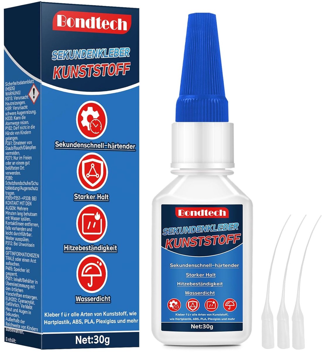 Thijox - Kunststoflijm 30 g, Sterke Plastic Lijm met Anti-Uitdroging Punt, Transparante Lijm voor Kunststof, Acryl, PVC, Vinyl, Modelbouw, 3D-Print, M