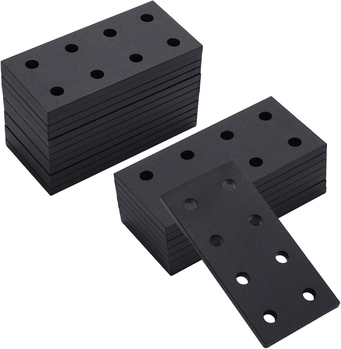 20 stuks platte verbindingsplaten, 80 x 38 mm, aluminium, rechte verbindingsplaten, 8 gaten, zwarte platte - ShopVlot