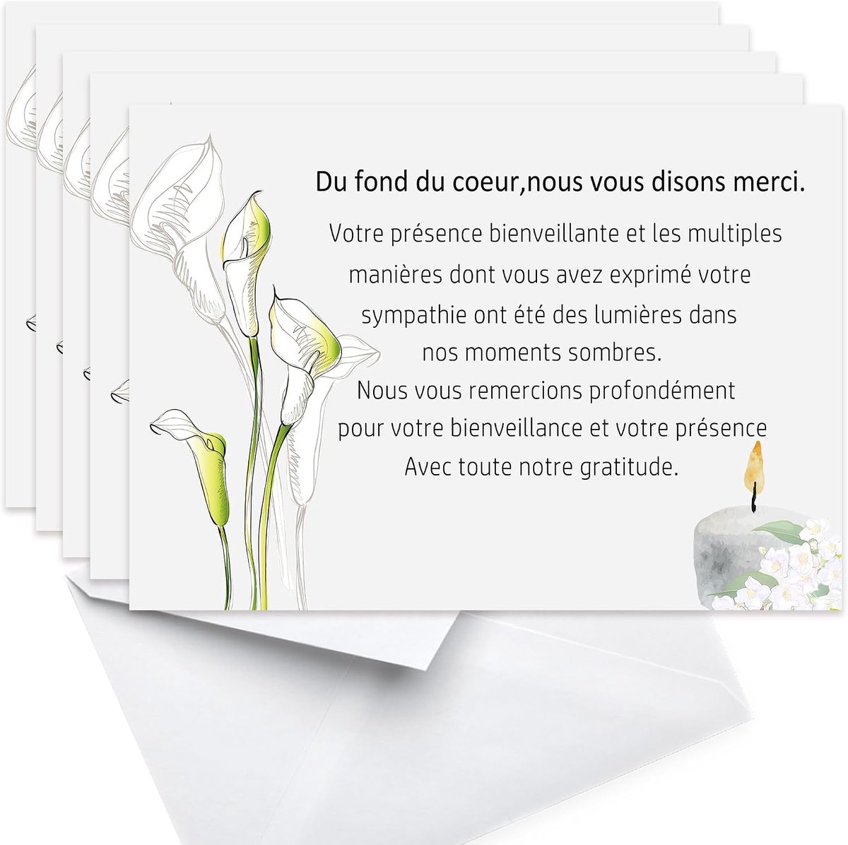 50 pieces - thank you cards - mourning cards - condolence cards - deaths - 50 cards with 50 envelopes - ShopVlot
