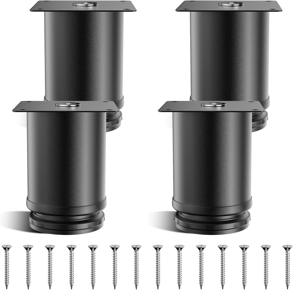 Pack of 4 8 cm Furniture Legs Adjustable Furniture Legs Height Adjustable Stainless Steel (0-15 mm) Cabinet Legs - ShopVlot
