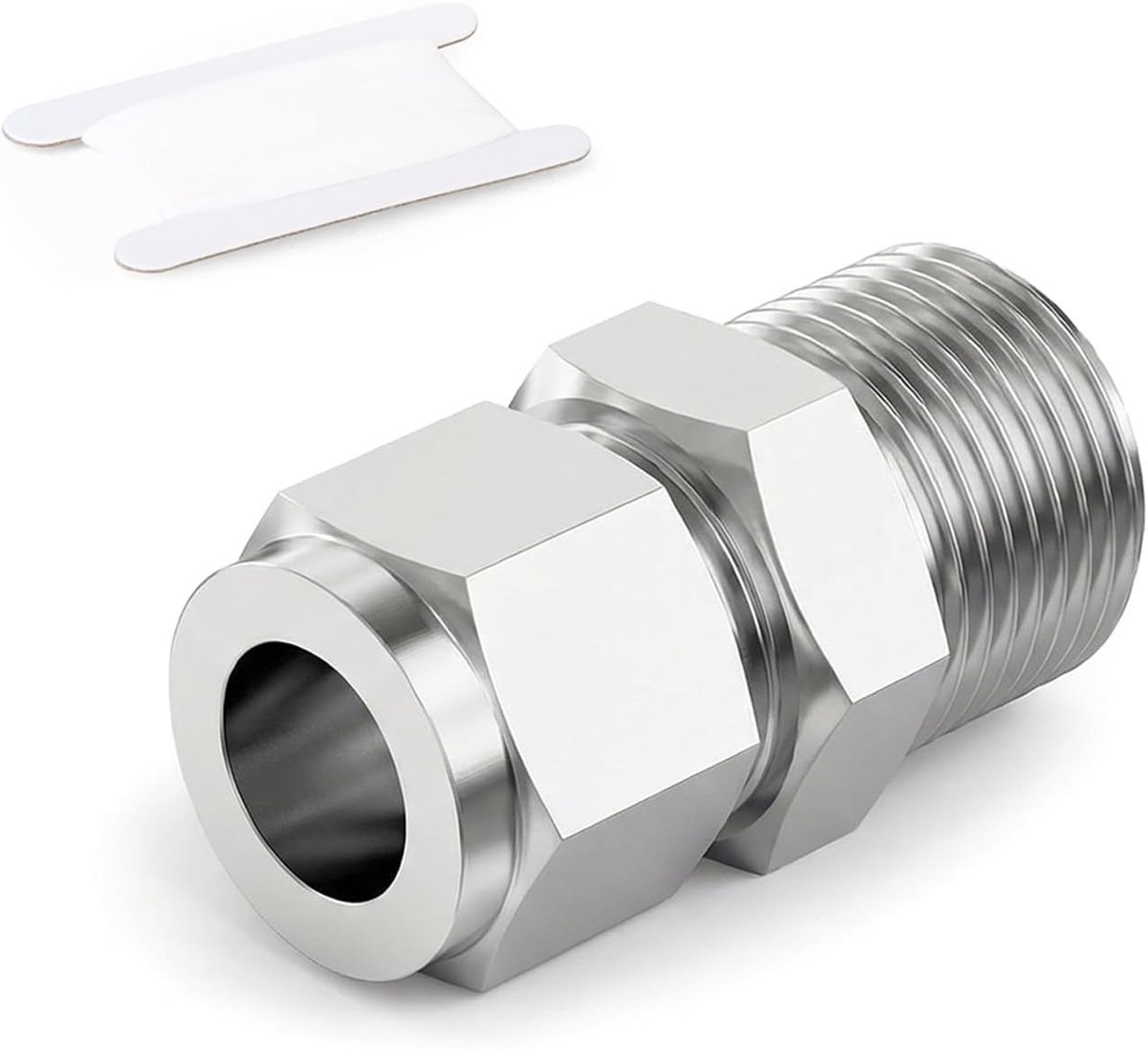 1 Piece 304 Stainless Steel Compression Fitting, 22mm Tube OD x 1" BSP Male Straight Connector, Hydraulic/Pneumatic - ShopVlot
