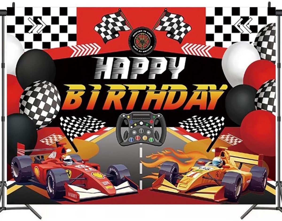 Doyomtoy Racing Car Birthday Backdrop for Racing Car Theme Party Photo Background for Racing Car Birthday Party - ShopVlot