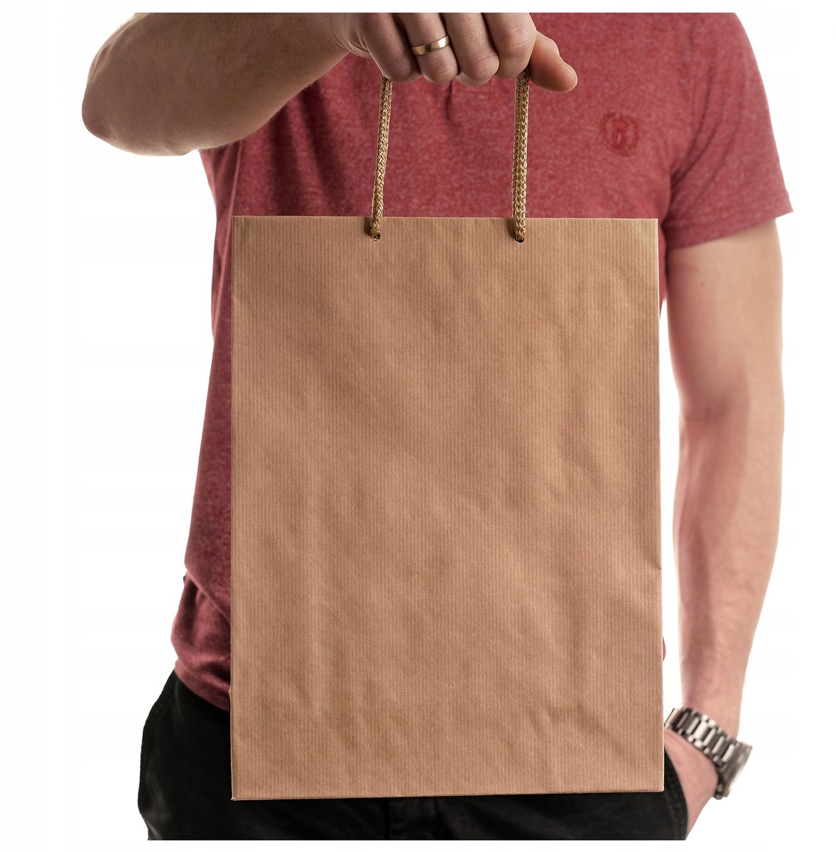 50x Bruine Papieren Draagtassen 24x9x32cm - 90g/m² Kraft