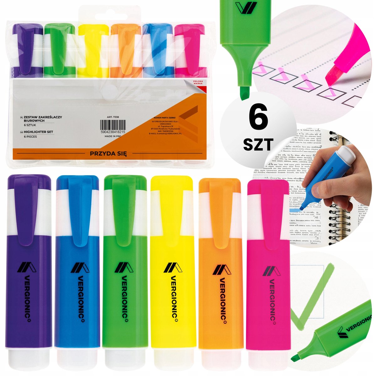 6 Pastel Neon Markeerstiften Set - Kleurrijk & Praktisch