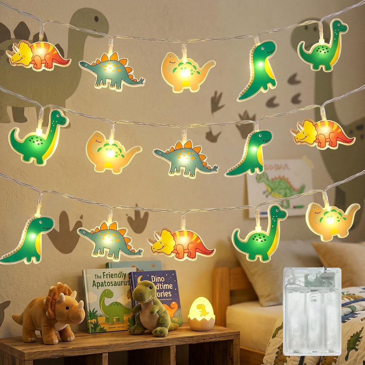 Led-lichtsnoer met dinosaurus, voor binnen, 1,5 m, 10 leds, dieren, lichtketting voor kinderkamer, werkt op - ShopVlot