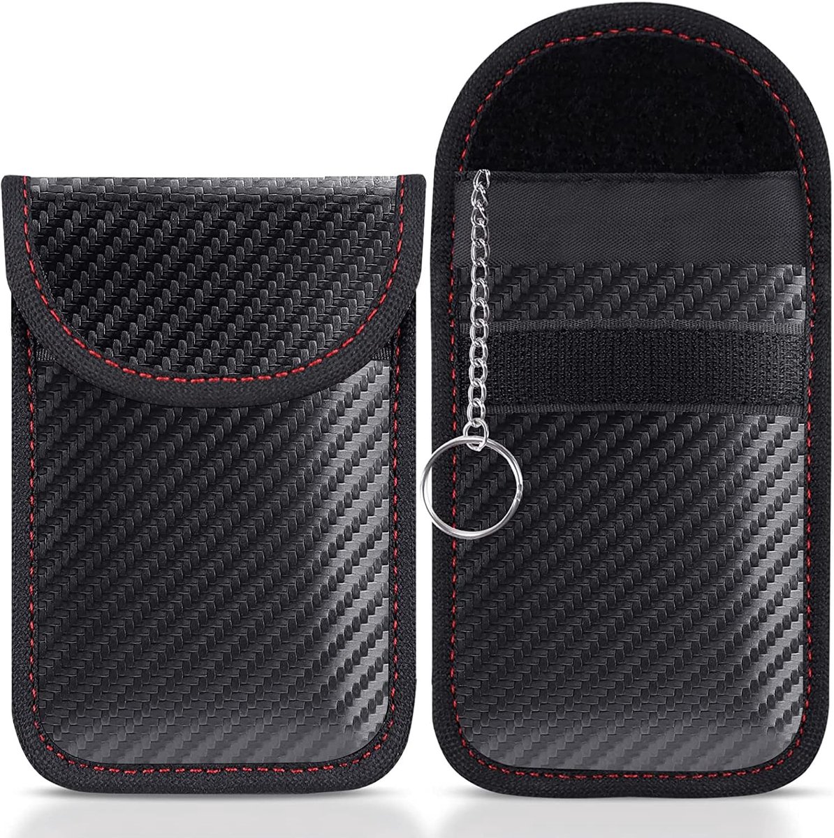 Faraday Pouch for Car Keys, 2 Pieces Signal Blocker Bag with RFID Blocking and Keychain for Car Security - ShopVlot