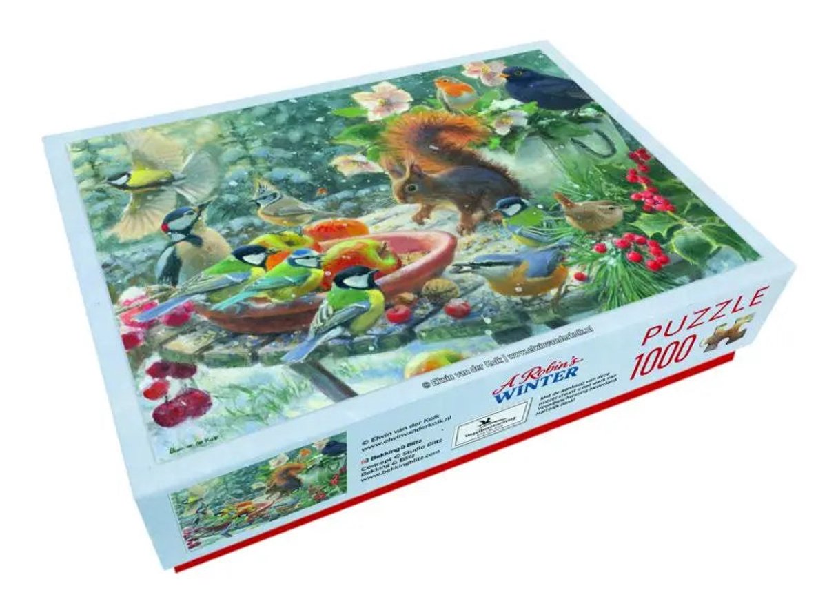 Puzzel (1.000 stukjes): A Robins Winter, Elwin van der Kolk, Vogelbescherming Nederland